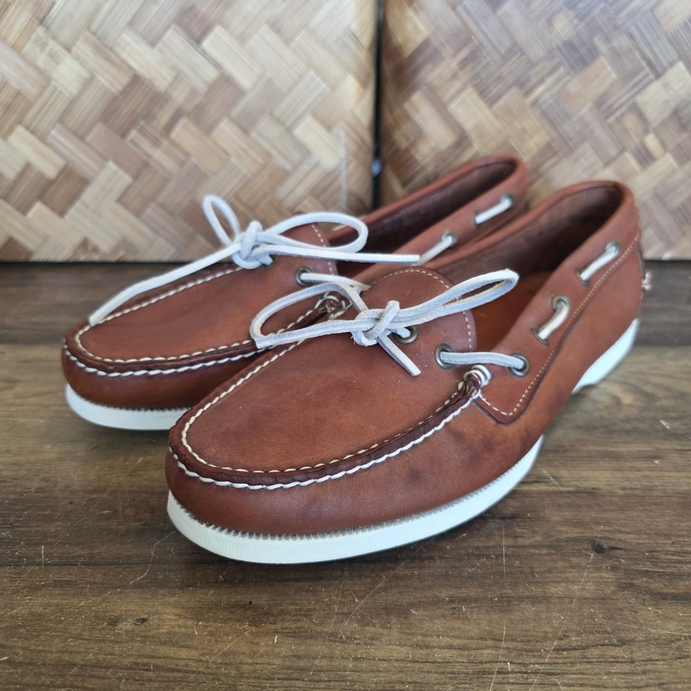 Polo Ralph Lauren Shoes Men's Size 9B Brown Leather Boat Slip Ons Loafers Tie
